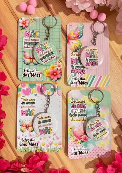 Chaveiro com Card- Dia das Mães