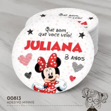 Adesivo Redondo Minnie - 00813