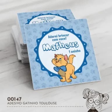 Adesivo Quadrado Gatinho Toulouse - 00147