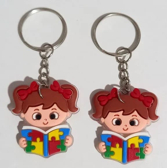 Chaveiro Menina Símbolo Autismo - 6 Unidade