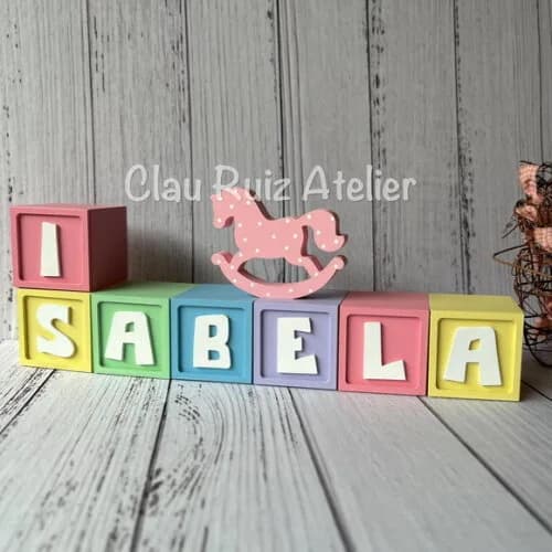 Decoração Bebê - Cubos 6x6cm + 1 Cavalinho de Balaço