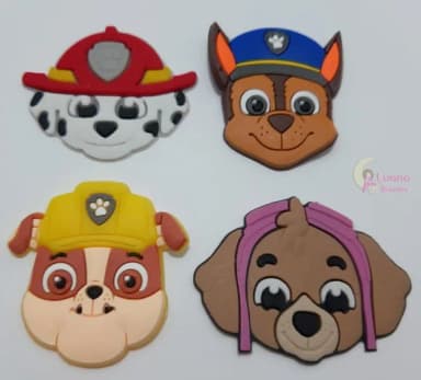 Apliques Carinhas Patrulha Canina de Borracha - Pct C/8 Unid
