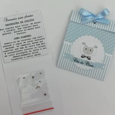Lembrança Chá de bebê Sachê Sementinha Ovelhinha azul