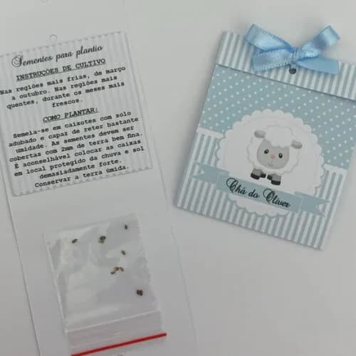 Lembrança Chá de bebê Sachê Sementinha Ovelhinha azul