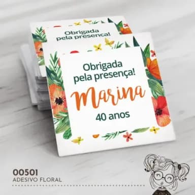 Adesivo Quadrado Floral - 00501