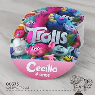 Adesivo Redondo Trolls - 00373