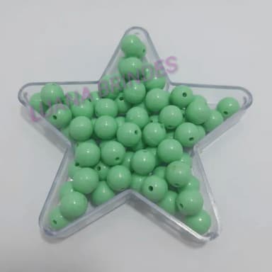 Bolinha Plástica Leitosa Verde Passante 10mm Pct 100 Unidade