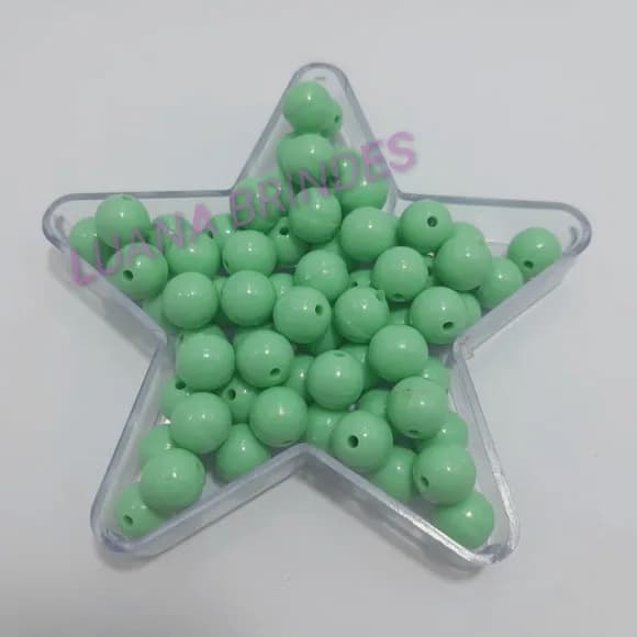 Bolinha Plástica Leitosa Verde Passante 10mm Pct 100 Unidade