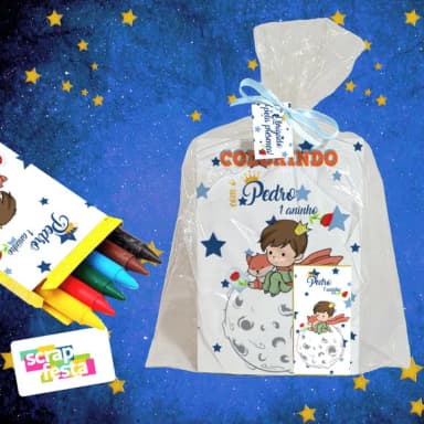 Revista Colorir+embalagem+giz de Cera o Pequeno Príncipe