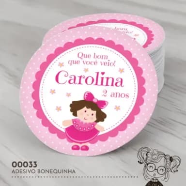 Adesivo Redondo Bonequinha - 00033