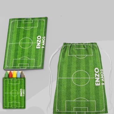 Kit Lembrancinhas Mochila e Revista personalizado Futebol