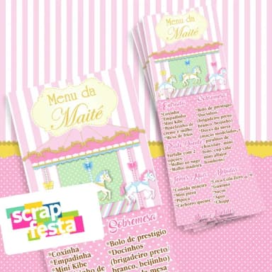 Menu Cardápio Personalizado Festa Carrossel Encantado