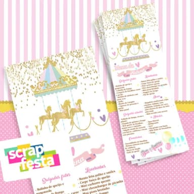 Menu Cardápio Personalizado Festa Carrossel Encantado