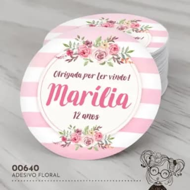 Adesivo Redondo Floral - 00640