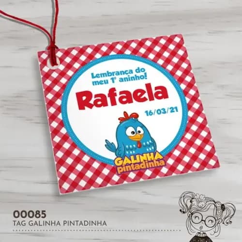 Tag Quadrada Galinha Pintadina - 00085