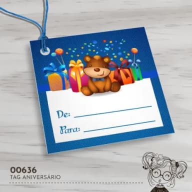 Tag Quadrada Feliz Aniversário - 00636