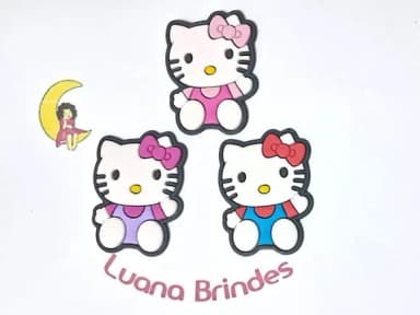 Aplique Hello Kitty 4cm Emborrachado Pacote com 6 Unidades