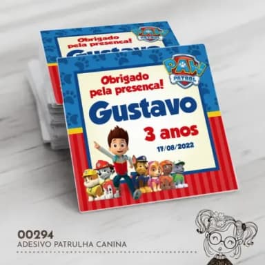 Adesivo Quadrado Patrulha Canina - 00294