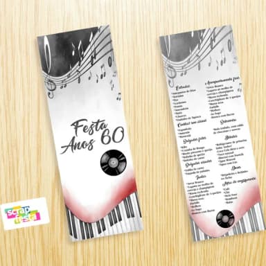 Menu Cardápio Personalizado Festa Anos 60 Vintage