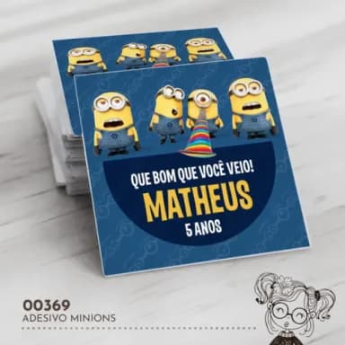 Adesivo Quadrado Minions - 00369