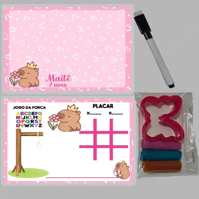 KIT Lousa Magica +massinha de modelar personalizada da Capivara Fazemos todos os temas