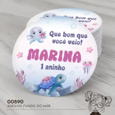 Adesivo Redondo Fundo do Mar - 00890