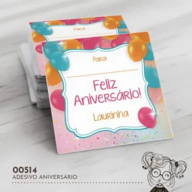 Adesivo Quadrado Feliz Aniversário - 00514