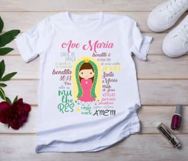 Camiseta Religiosa Ave Maria ? Fé e Proteção