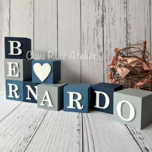 Cubos 6x6cm- Coração- Decoração Bebê