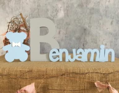 Letras Decorativas em MDF PERSONALIZADO 18cm + URSO