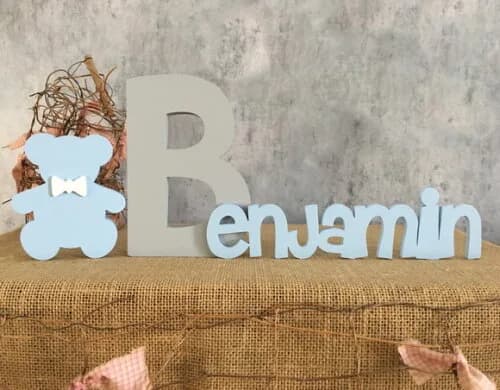Letras Decorativas em MDF PERSONALIZADO 18cm + URSO