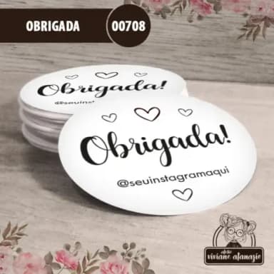 Adesivo Redondo Obrigada 4cm - 00708
