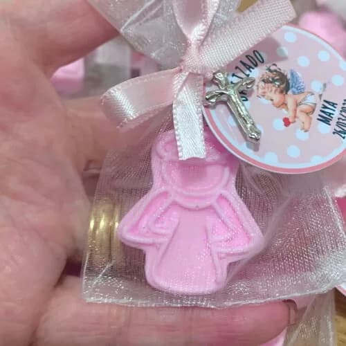 Lembrancinha Batizado Sabonete Anjinha rosa