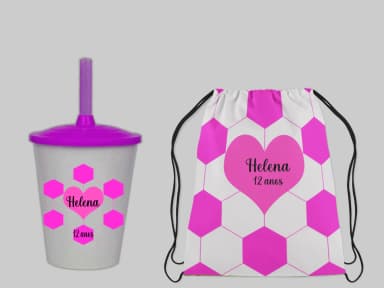 Kit Mochila e Copo Twister personalizado Lembrancinhas de Futebol