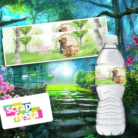 Adesivo Personalizado Rótulo Água Floresta Bosque Encantado
