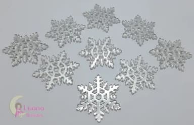 Aplique Floco de Neve Acrílico Espelhado Prata - Pct C/6 Uni