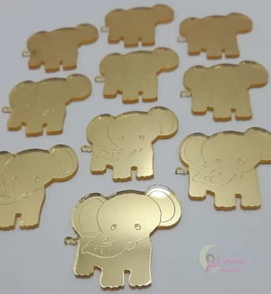 Aplique Elefante Acrílico Espelhado Dourado -pct c/7 un