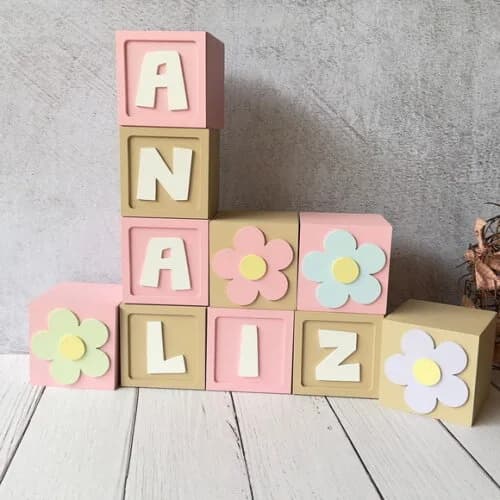 Cubos 8x8cm Decoração Bebê Jardim