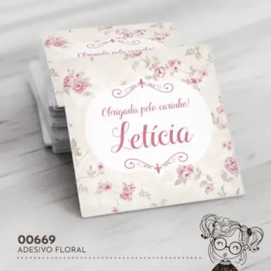 Adesivo Quadrado Floral - 00669