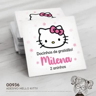 Adesivo Quadrado Hello Kitty - 00936