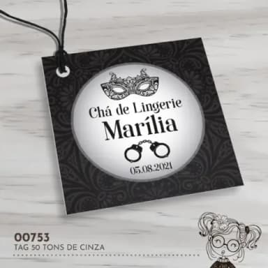 Tag Quadrada 50 Tons de Cinza - 00753