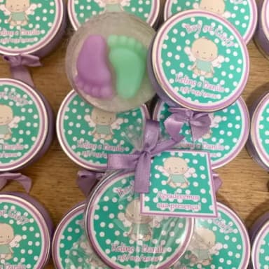 Lembrancinha Chá Revelação Lavanda e verde água