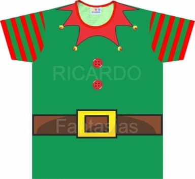 Camiseta Infantil Fantasia Ajudante de Papai Noel Elfo de Natal
