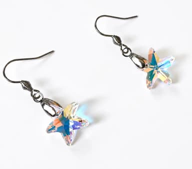 Brinco Estrela do mar de Cristal AB Aço Inoxidável Antialérgico