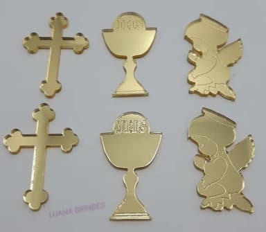 Apliques Religiosos de Acrílico Espelhado - Pct C/6 Unidades