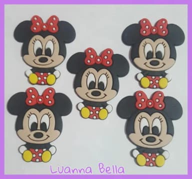 Aplique Minnie Sentadinho de borracha - pct c/6 unid