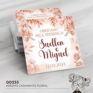 Adesivo Quadrado Casamento Floral - 00255