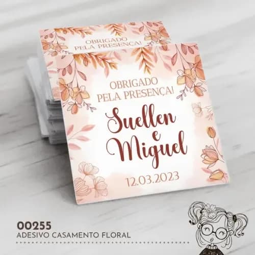 Adesivo Quadrado Casamento Floral - 00255