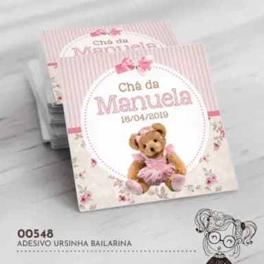Adesivo Quadrado Ursinha Bailarina - 00548