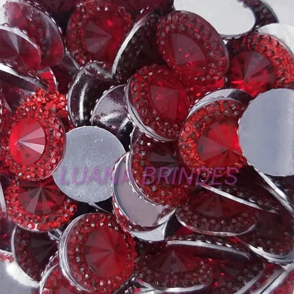 Chaton Vermelho Redondo - 14mm - pct c/50 unidades